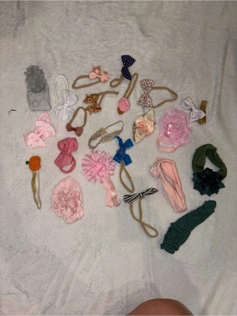 Assorted Baby Headband & Bow Set - Pink, Peach, Blue, Green, White